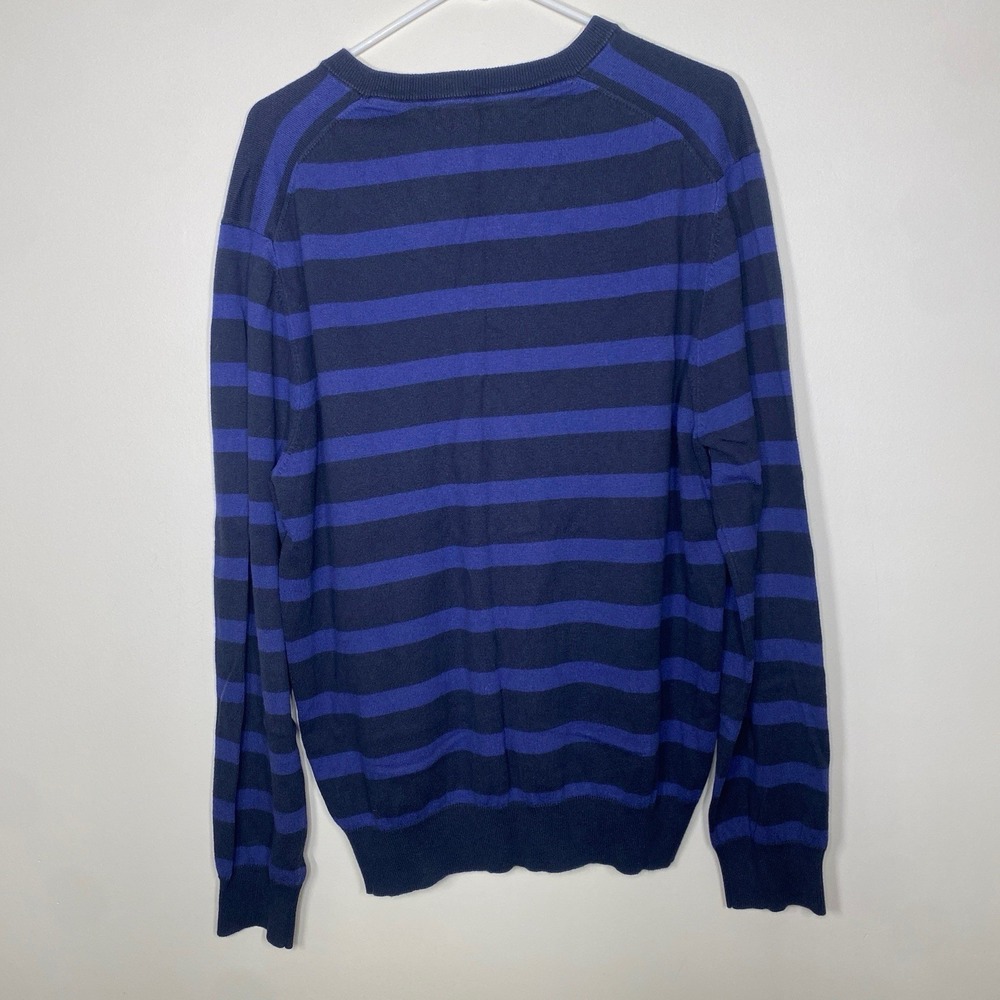 Brooks Brothers Sweater Mens XL Blue Striped V Neck Cotton Cashmere Pullover - Picture 3 of 7